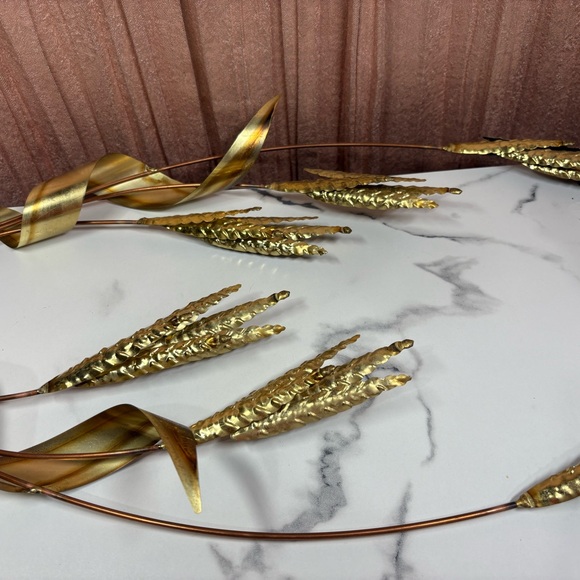vintage mid-century modern metal and wood wall hanging